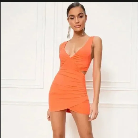 NWT Revolve superdown Neon Orange Clare Cut Out Dress small
